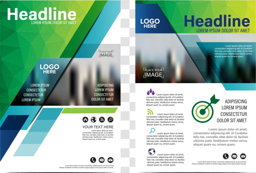 Flyer Brochure Advertising - Website - Vector Polygon City Transparent PNG