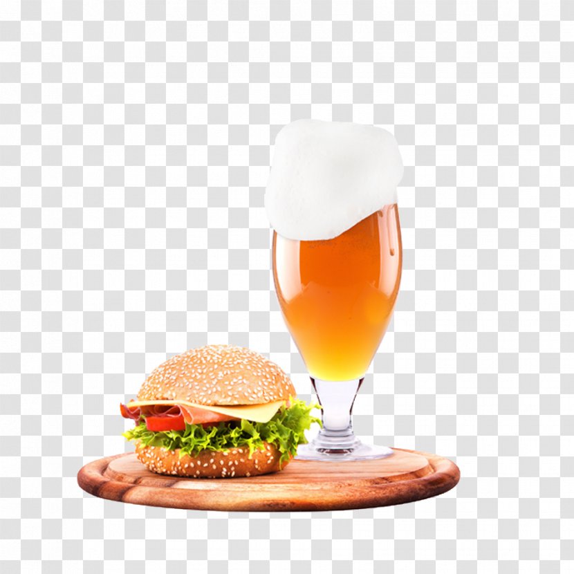 Beer Hamburger Cheeseburger French Fries Chicken Sandwich - + Burger Transparent PNG