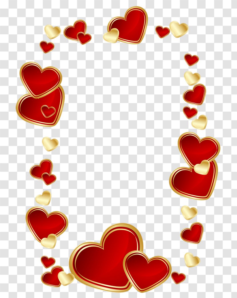 Love Heart Clip Art - Picture Frames - Gold And Red Hearts Decoration Clipart Transparent PNG