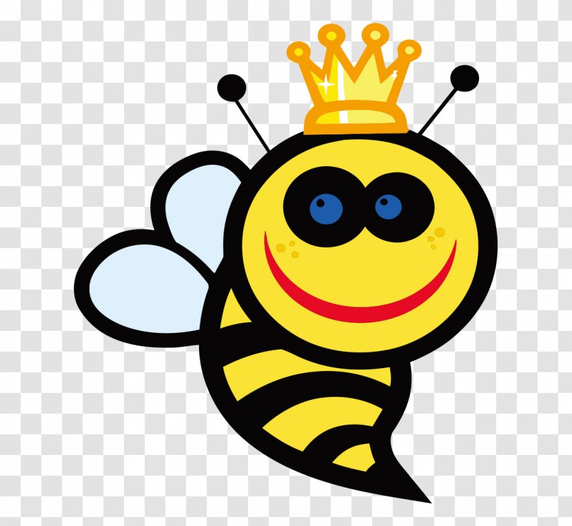 Queen Bee Cartoon Clip Art - Painted Crowned Transparent PNG