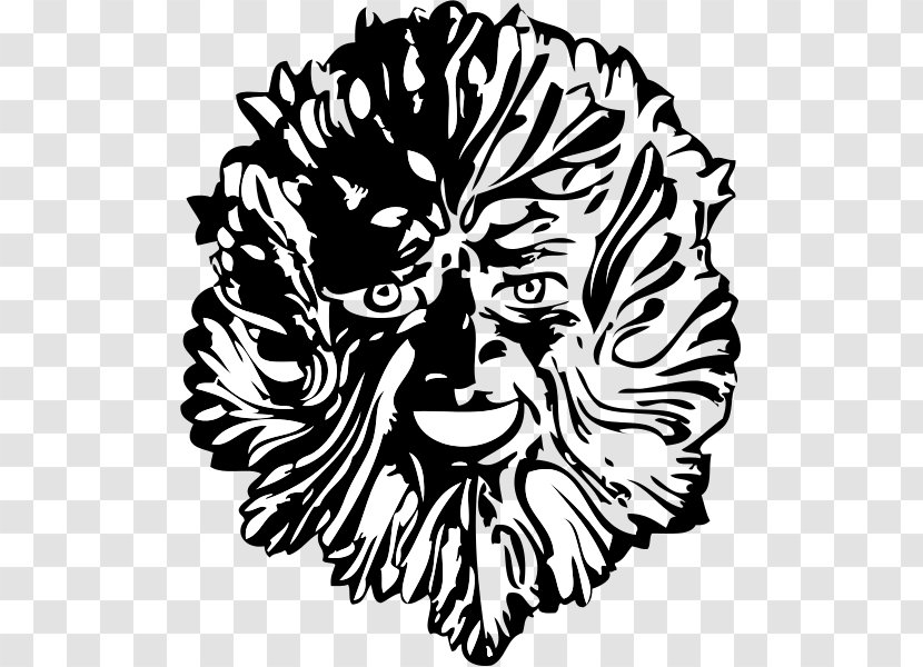 Green Man Black And White Drawing Clip Art - Frame Transparent PNG