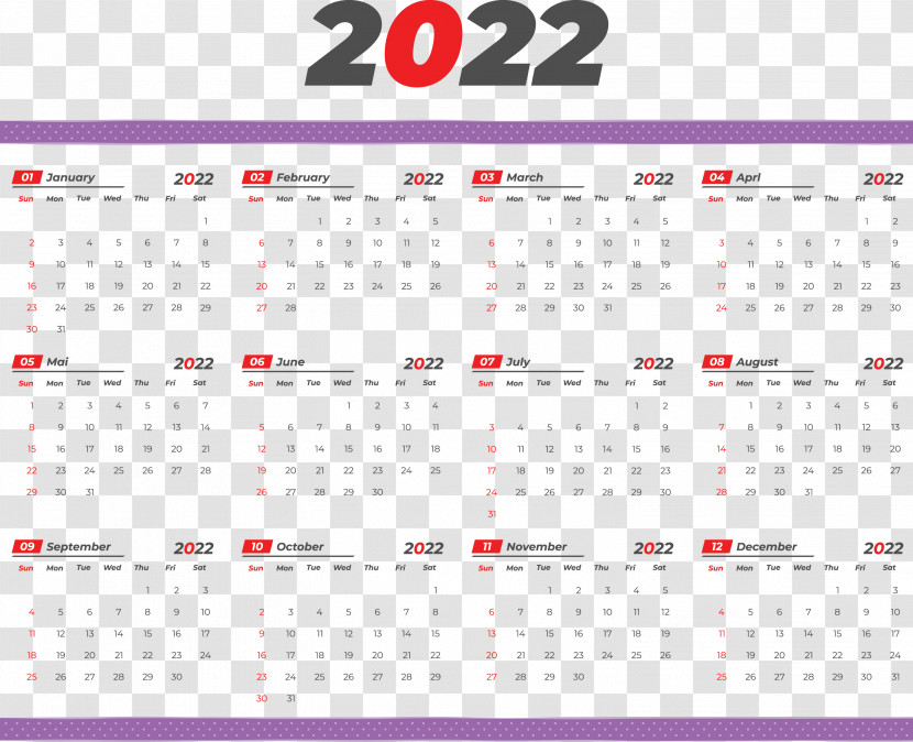 2022 Yeary Calendar 2022 Calendar Transparent PNG