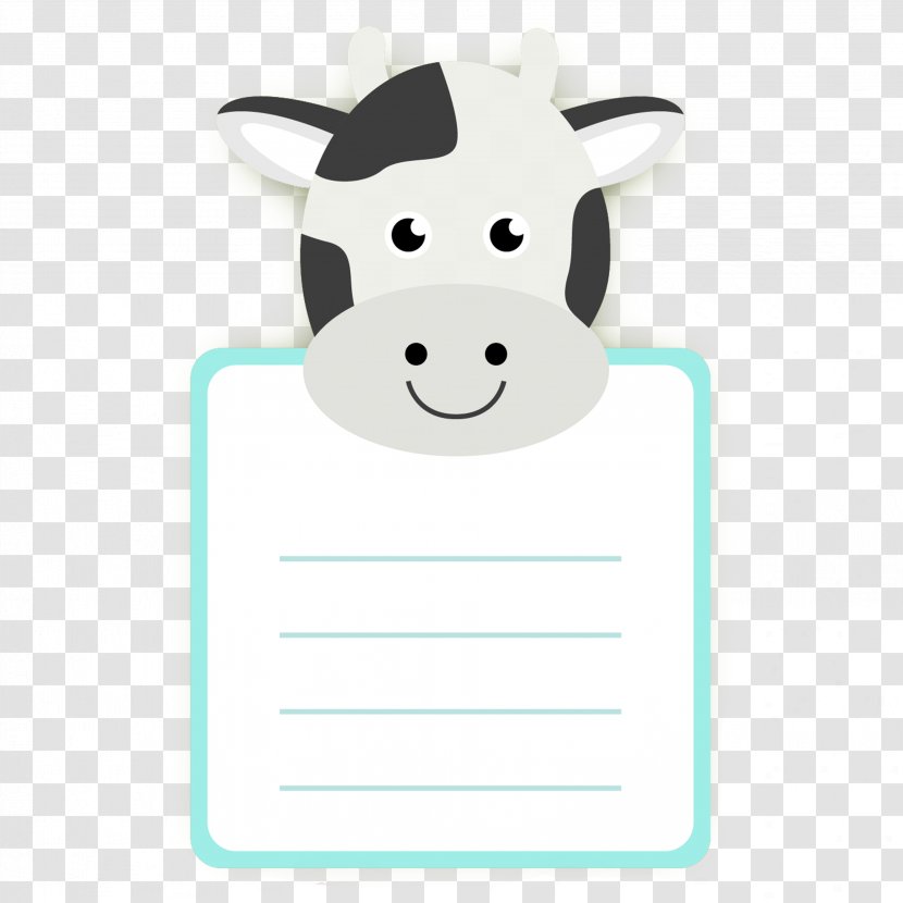 Cattle Information Cartoon Child - Like Mammal - Cute Black And White Dairy Cow Picture Message Card Transparent PNG