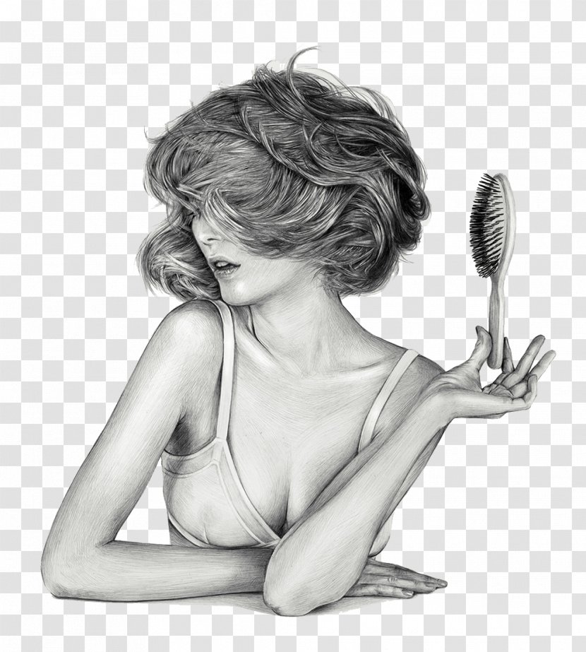 Drawing Pencil Digital Painting Sketch - Silhouette - Massage Comb Transparent PNG