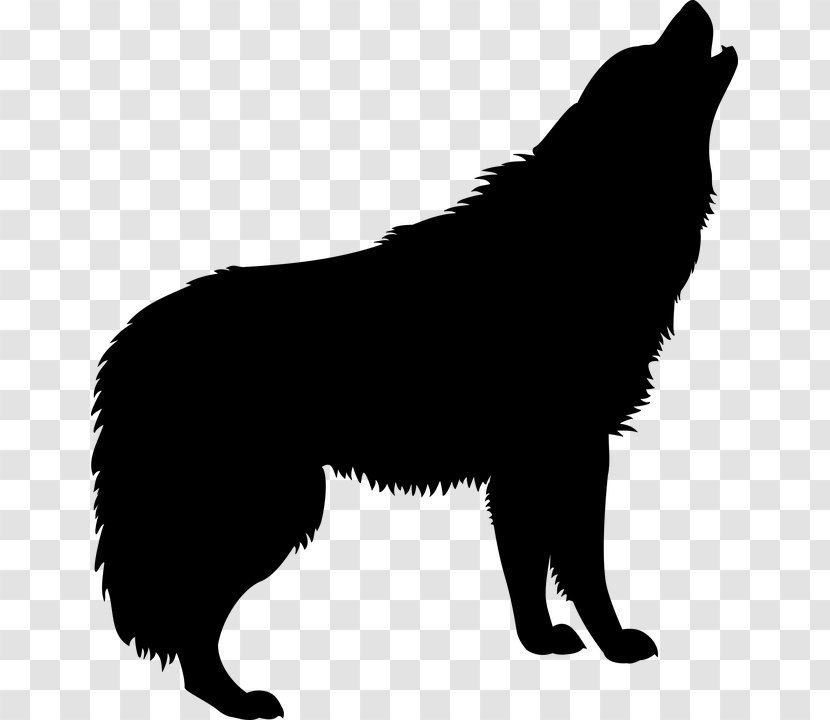 Dog Silhouette Drawing Clip Art - Black - Wolf Illustration Transparent PNG