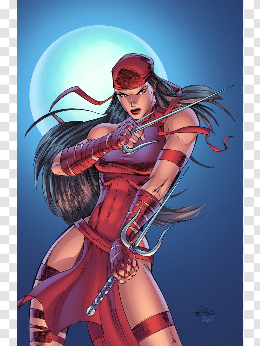 Elektra Punisher Daredevil Bullseye Comic Book - Watercolor - Enchantress Transparent PNG