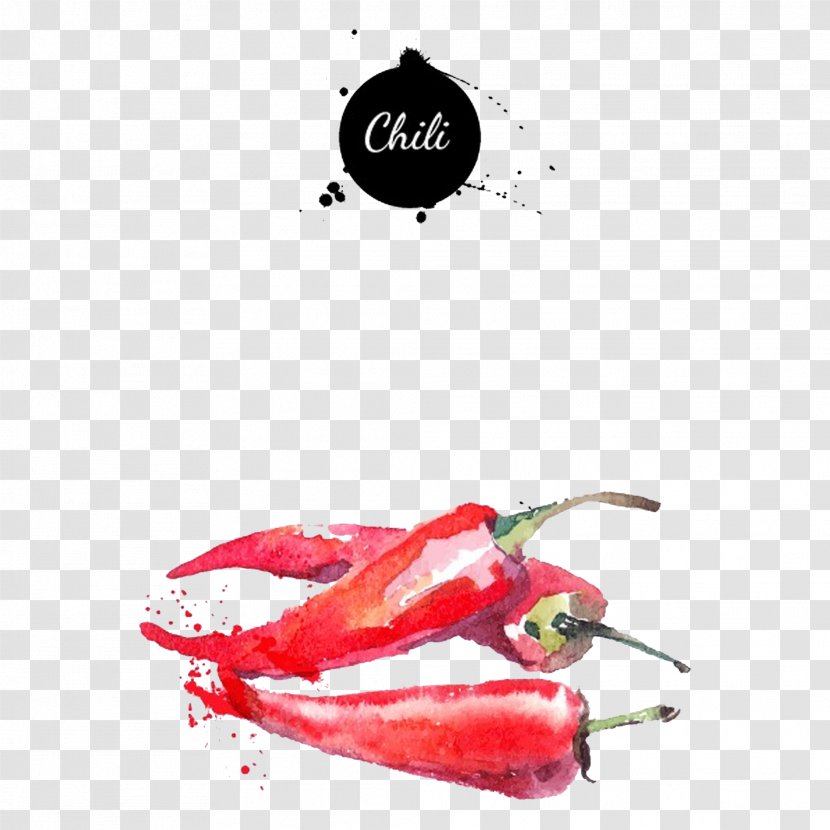 Watercolor Painting Vegetable Fruit Illustration - Bell Peppers And Chili - Ink Pepper Free Download Transparent PNG