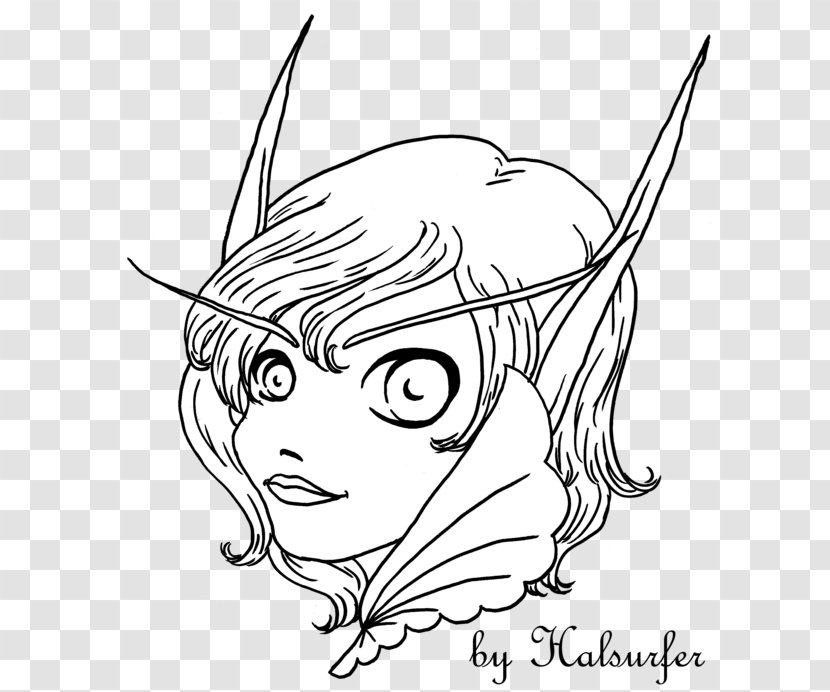 Coloring Book Line Art Blood Elf Black And White Transparent PNG