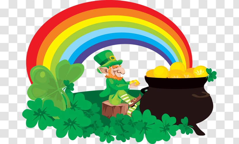 Saint Patricks Day Leprechaun Rainbow St. Activities Clip Art - March 17 - Pot Of Gold Clipart Transparent PNG