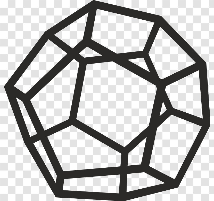 Dodecahedron Angle Clip Art - Monochrome Transparent PNG