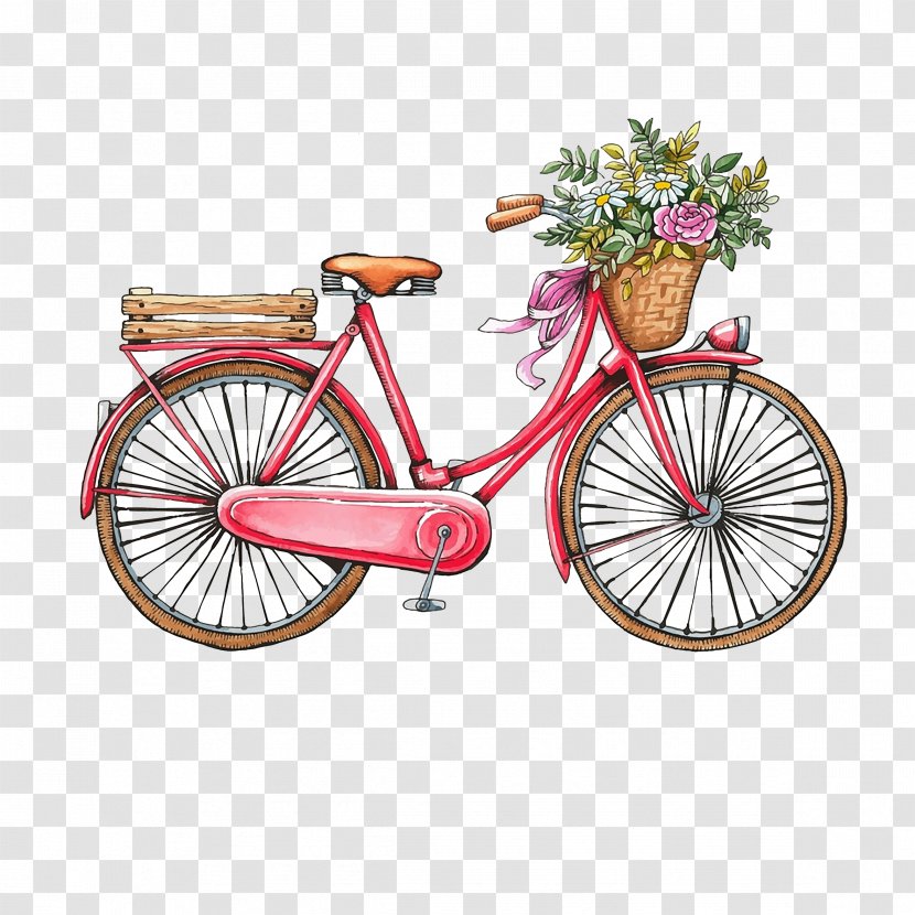 Bicycle Vintage Clothing Watercolor Painting - Cycling - Romantic Hand-painted Transparent PNG