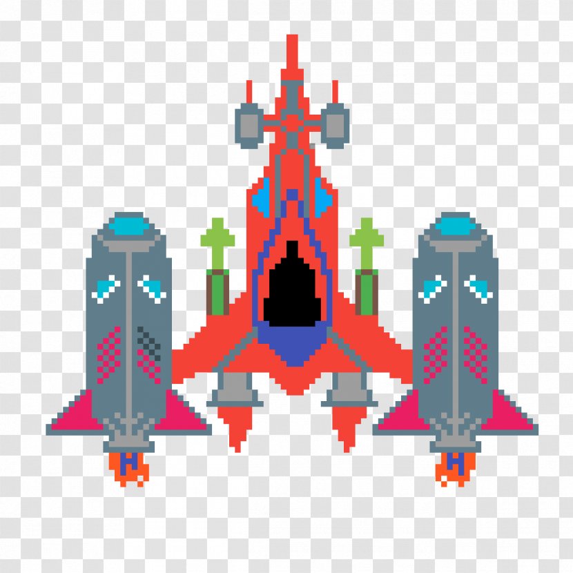 Illustration Cartoon Font Product - Games - Spaceship Pixel Art Transparent PNG