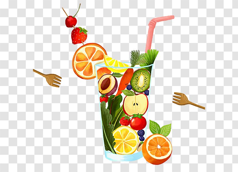 Juice Fruit Cocktail Garnish Orange - Citrus Xd7 Sinensis - Cartoon Fork Transparent PNG