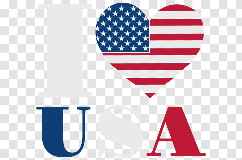 Flag Of The United States Heart Clip Art - Watercolor - I Love American WordArt Transparent PNG