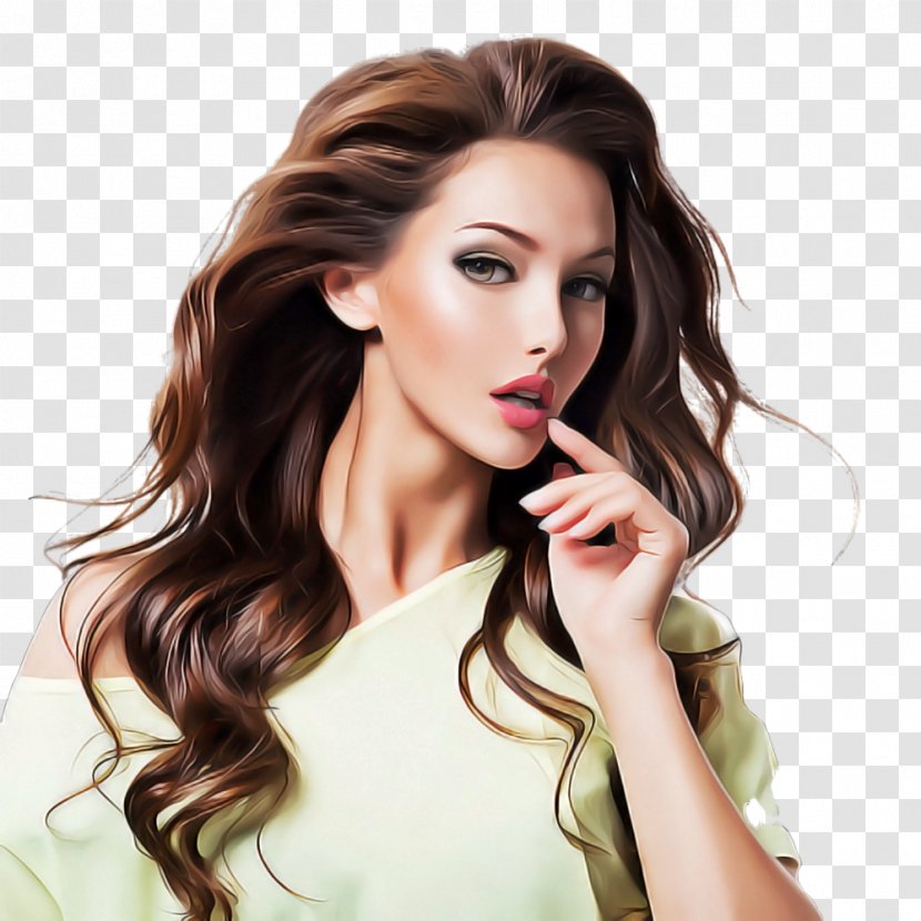 Hair Hairstyle Face Brown Long - Coloring Eyebrow Transparent PNG
