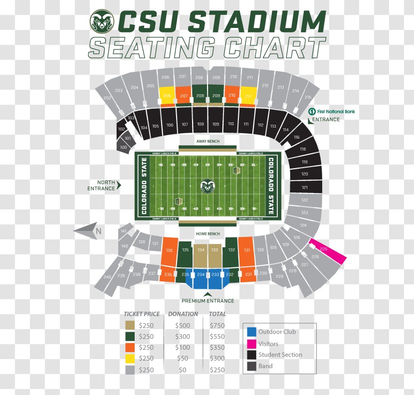 Canvas Stadium Moby Arena Colorado State Rams Football Aircraft Seat Map - Seating Transparent PNG