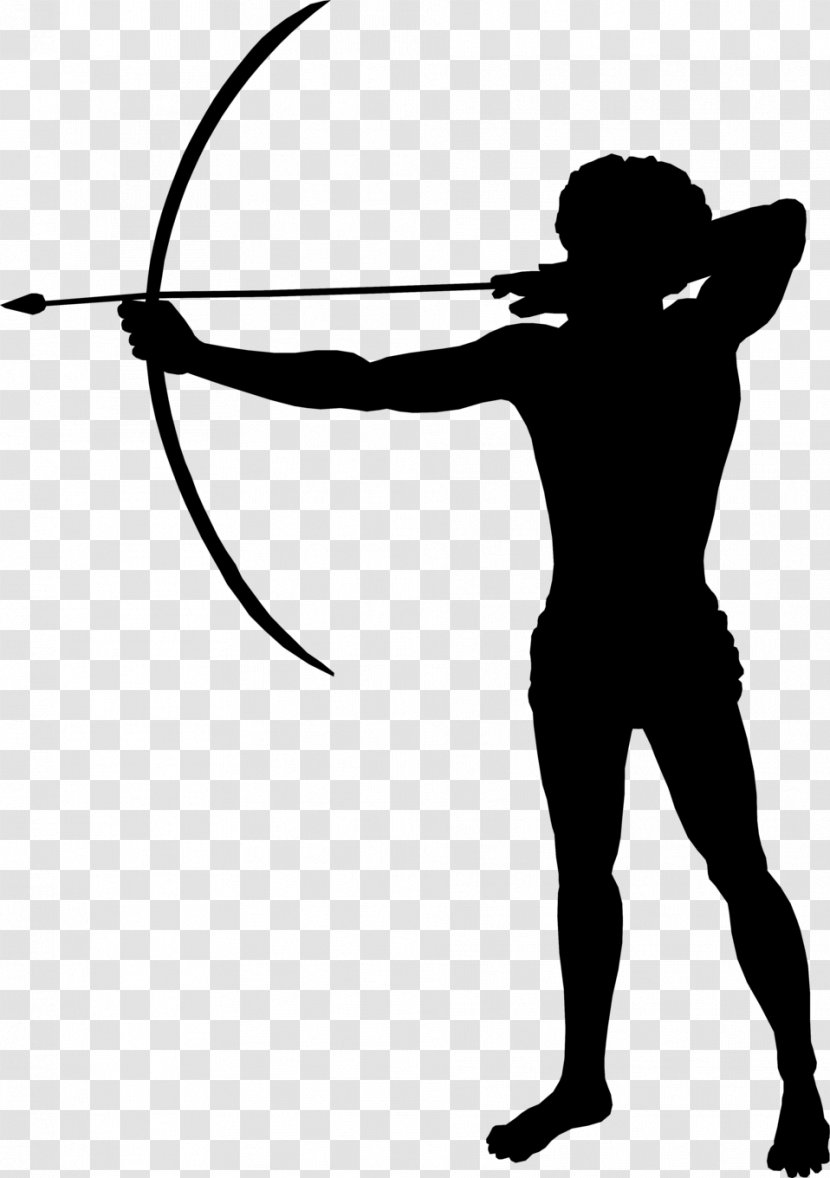 Clip Art Ranged Weapon Archery Silhouette - Bow And Arrow Transparent PNG