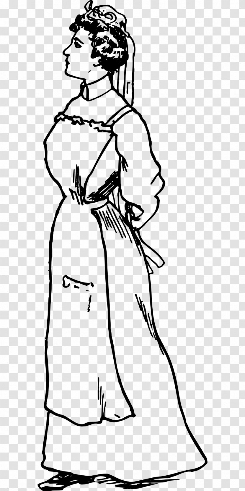 Line Art Clip - Standing - Gown Transparent PNG