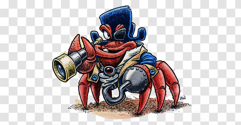 Cartoon Illustration - Art - Crab Pirate Captain Transparent PNG