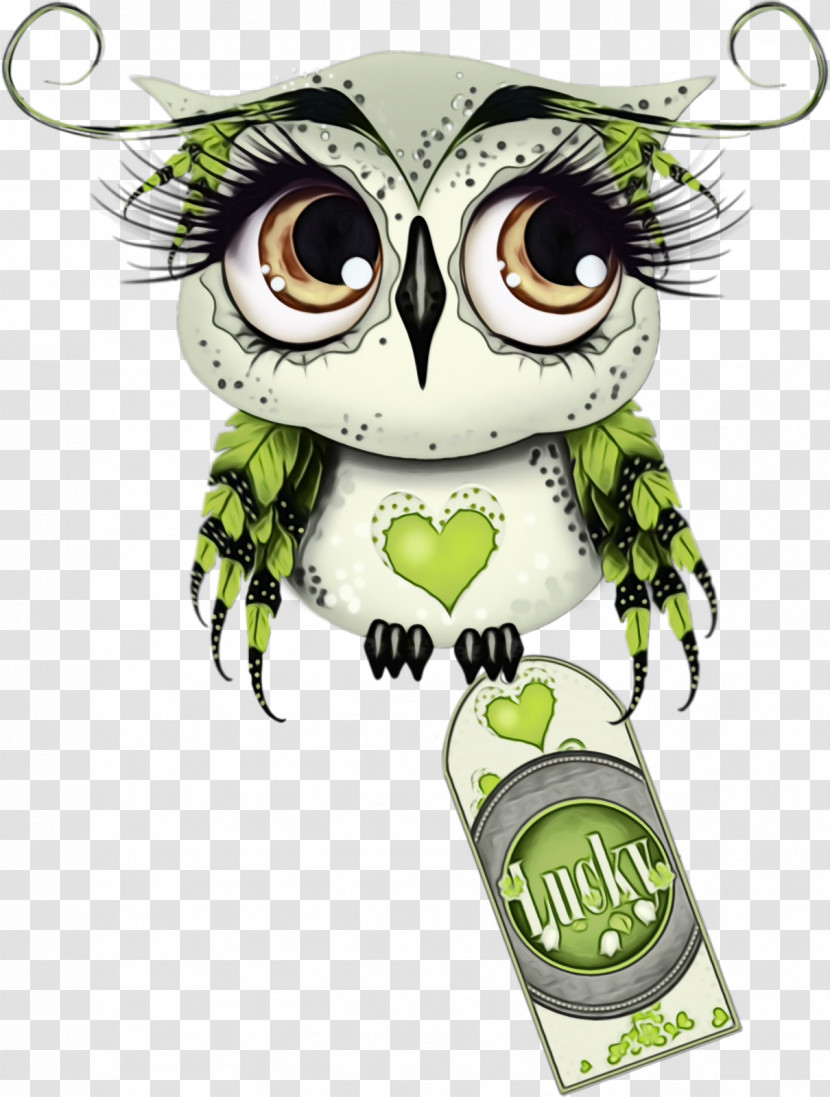 Owl Green Cartoon Bird Of Prey Font Transparent PNG