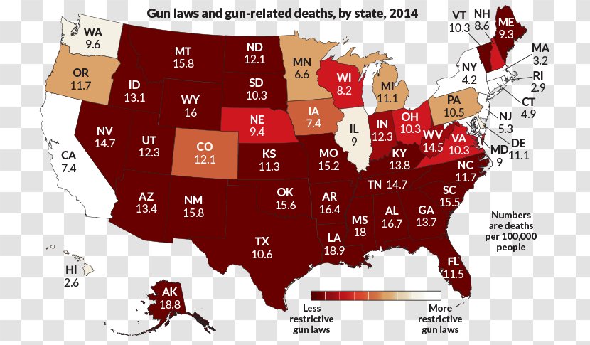 United States Of America Gun Control Violence Ownership Firearm - Map - Rights News Transparent PNG