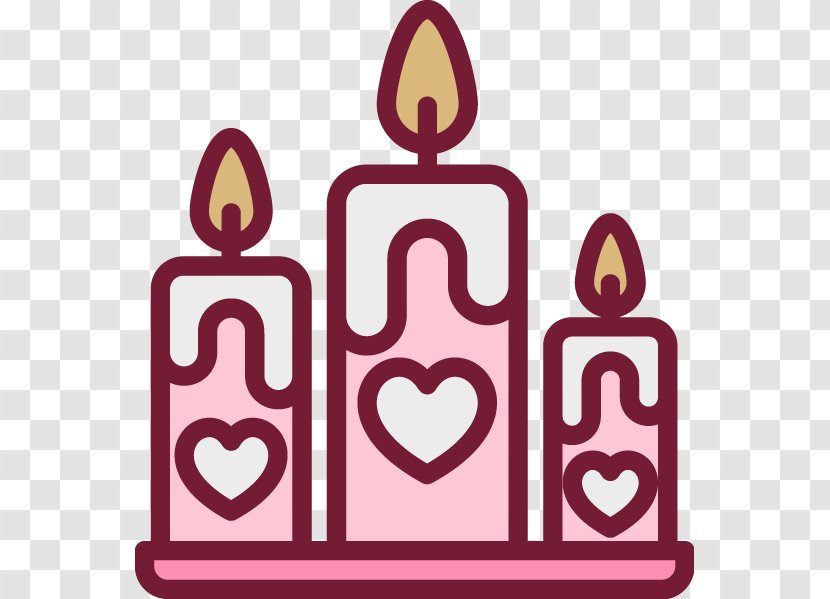 Birthday Cake Icon - Watercolor - Painted Pink Heart-shaped Candle Pattern Transparent PNG