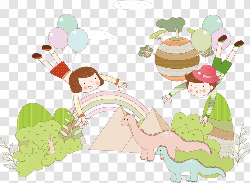 Child Euclidean Vector Dinosaur - Area - Children's Wonderland Poster Material Transparent PNG