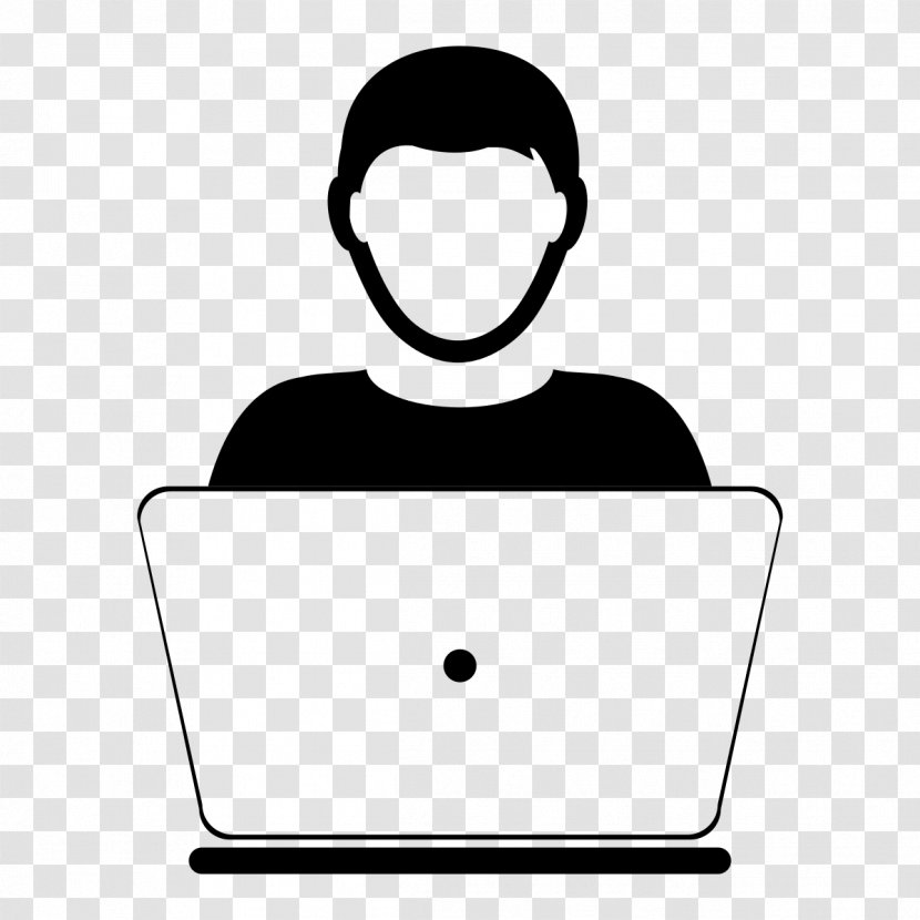 Laptop Hacker User - Black And White Transparent PNG