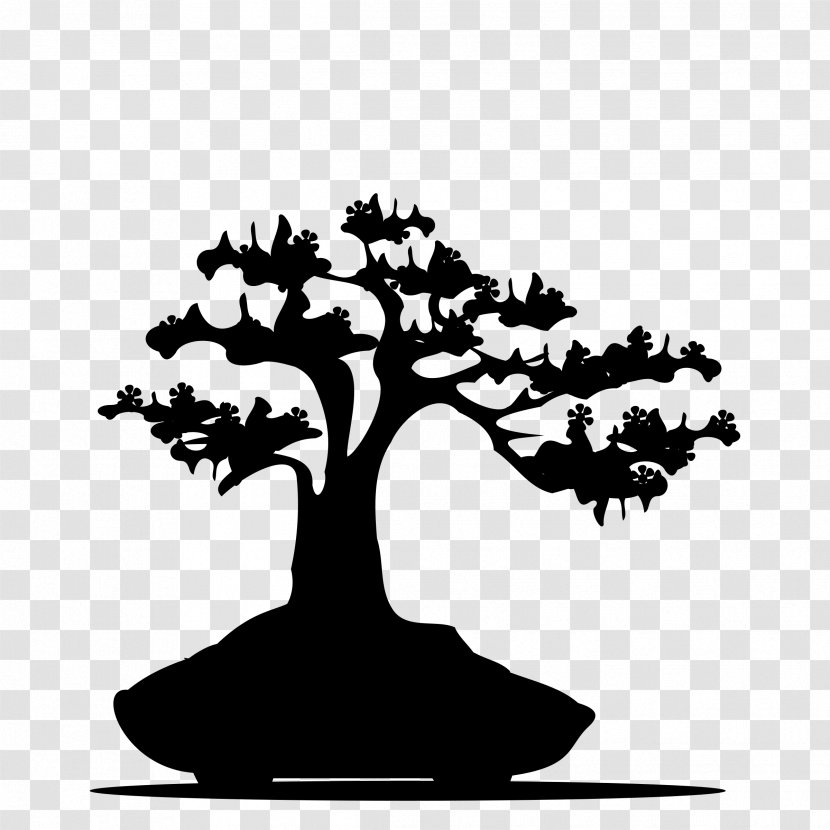 Clip Art Silhouette Flower Leaf Bonsai - Branch - Branching Transparent PNG