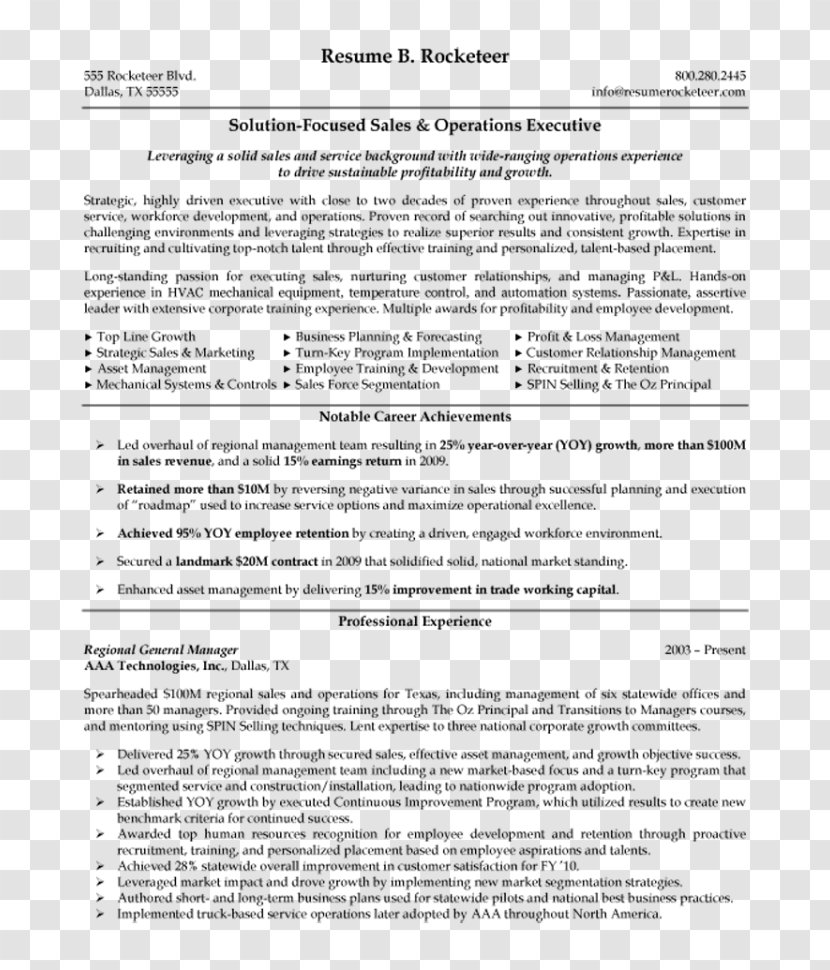 Résumé Executive Summary Template Top Notch Resumes: Creating Flawless Resumes For Managers, Executives, And CEOs Sales - Computer Training Transparent PNG