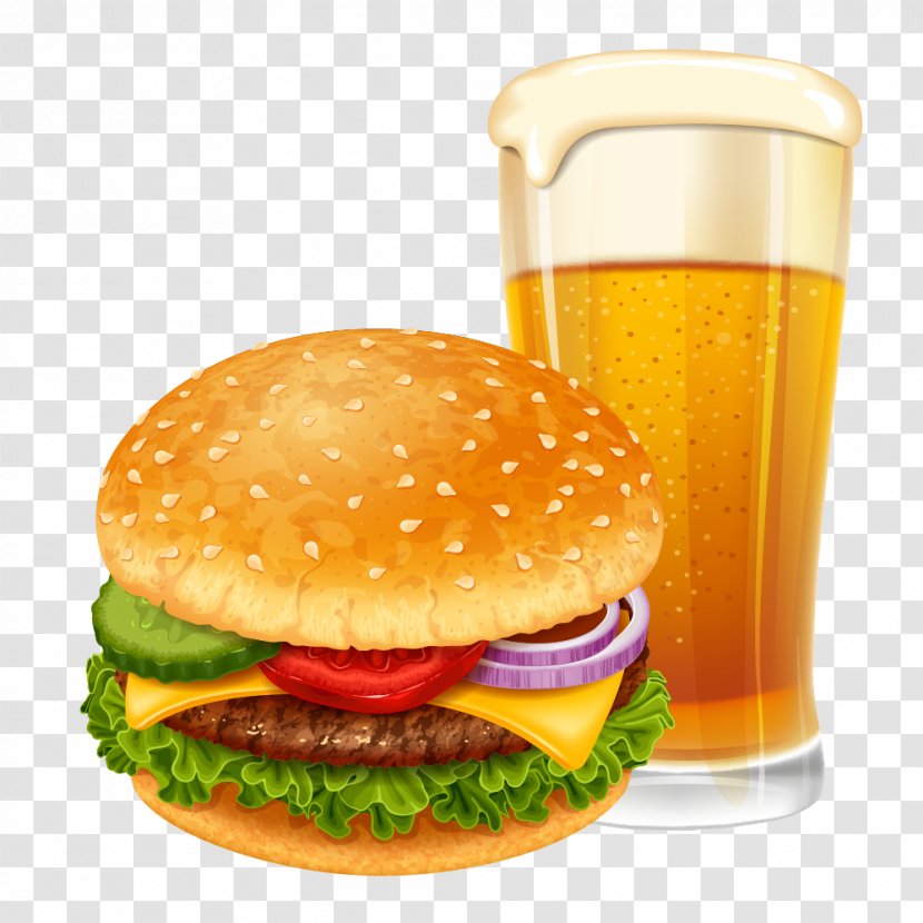 Hamburger Beer Vector Graphics Royalty-free Stock Photography - Cheeseburger - Burger Combo Transparent PNG