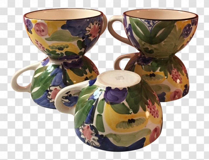 Coffee Cup Saucer Ceramic Mug - Retro Hand Painted Transparent PNG