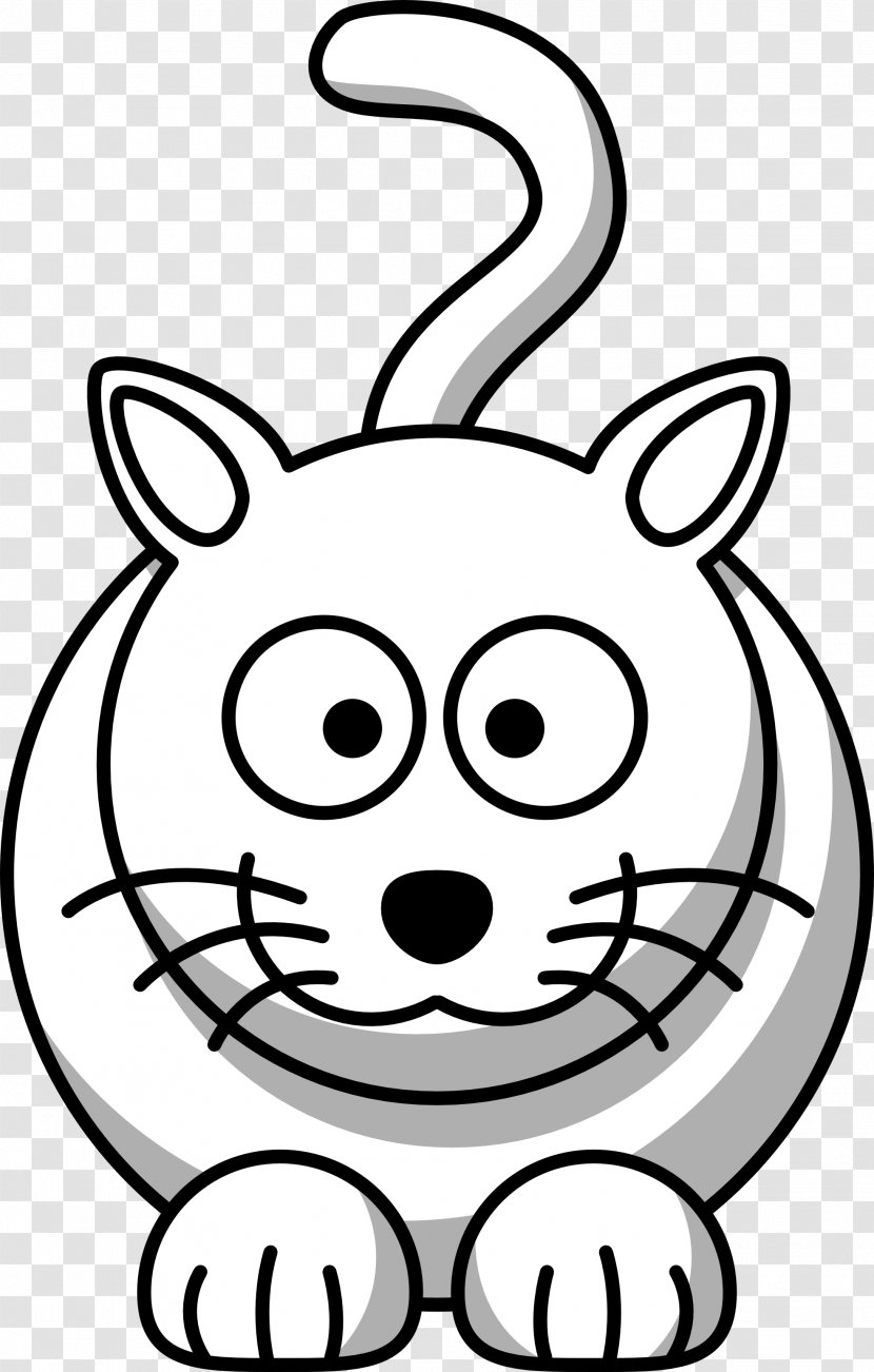 Cat Drawing Black And White Cartoon Clip Art - Animal Vector Transparent PNG