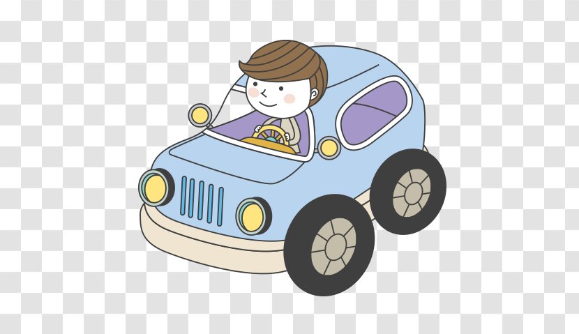 Cartoon Child - Parent - Driving The Boy Transparent PNG