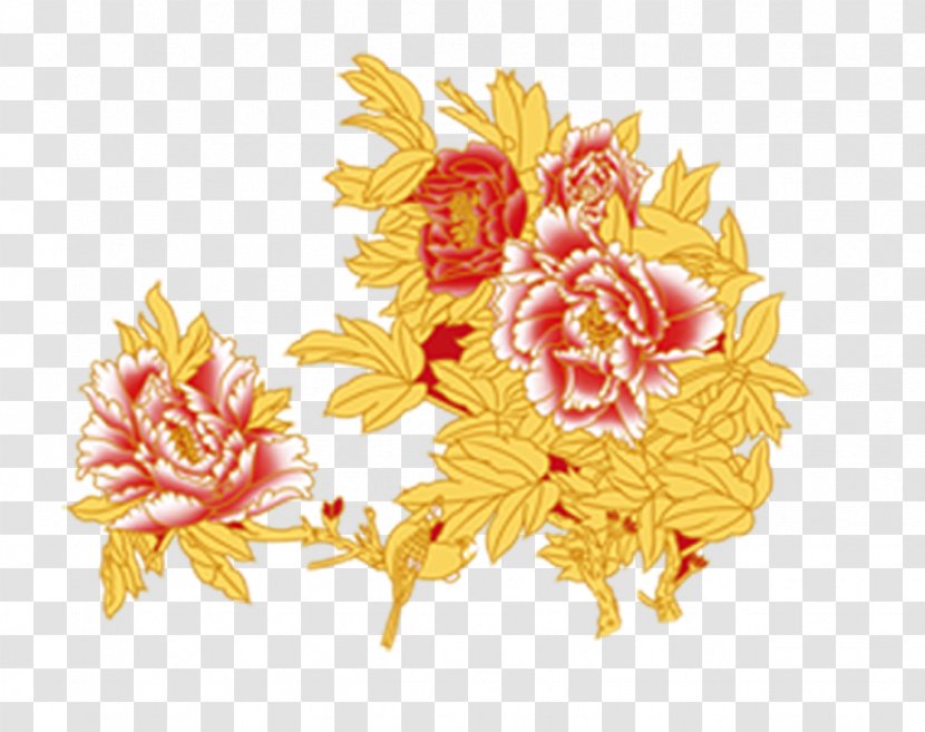 Floral Design Flower Peony - Arranging - Golden Transparent PNG