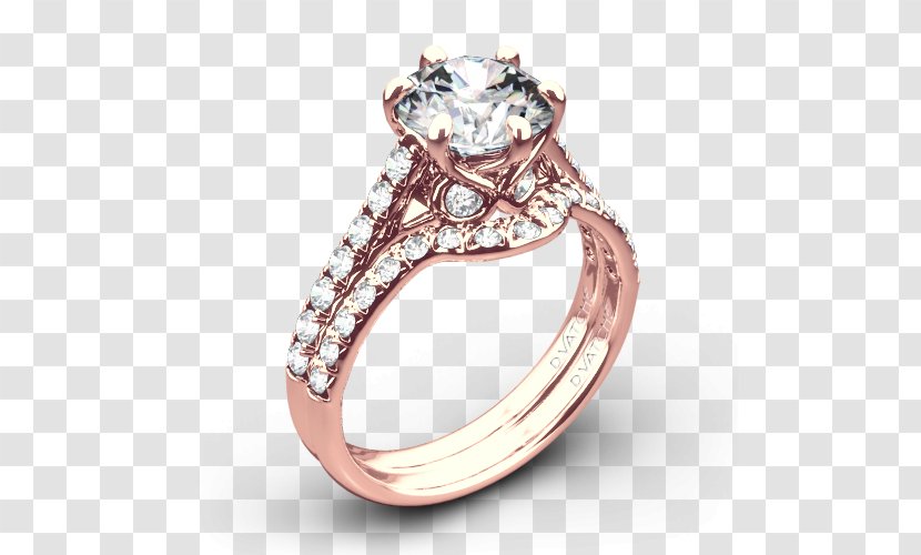 Engagement Ring Wedding Solitaire - Flower - Rose Gold Bridal Sets Transparent PNG