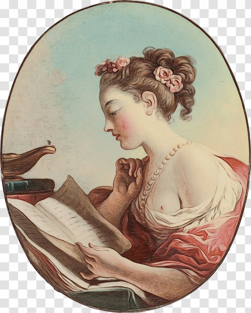 Lady Plate Reading Tableware Transparent PNG