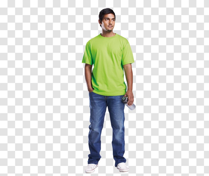 T-shirt Jeans Shoulder Sleeve Outerwear - Green Transparent PNG