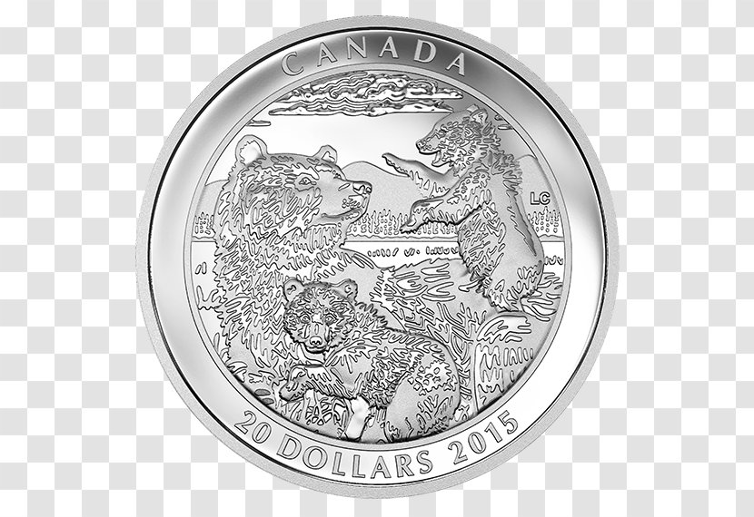 Silver Coin Bear Canada - Wilderness Grizzly Family Transparent PNG