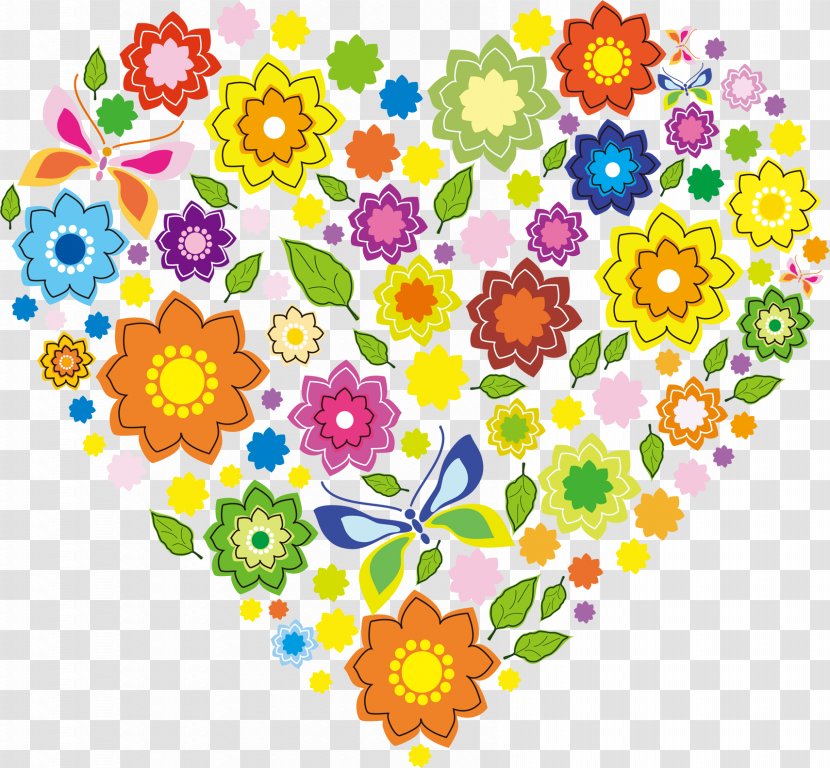 Butterfly Heart Color Illustration - Floristry - Love Artwork Transparent PNG