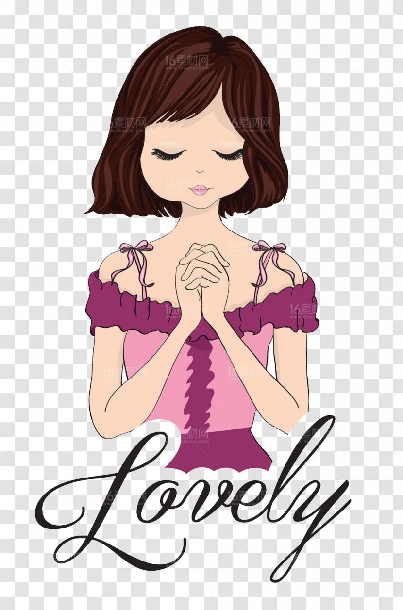 Prayer Illustration - Frame - Fashion Design Cartoon Women Transparent PNG