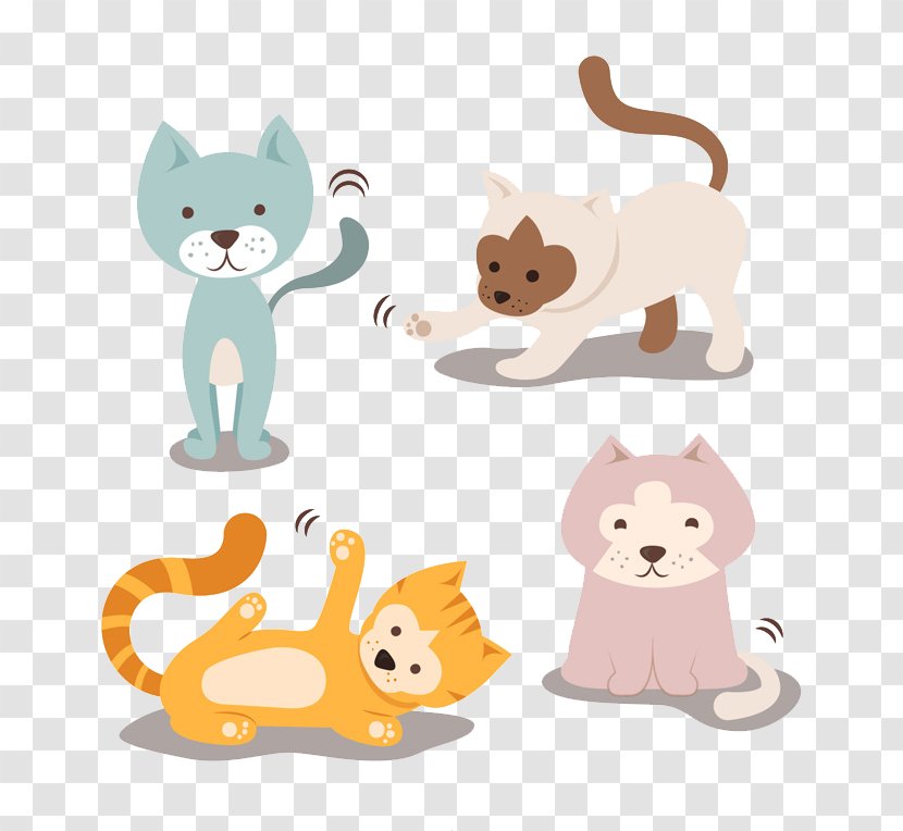 Cat Breed Kitten Pet - Like Mammal - 4 Cute Cats Vector Transparent PNG