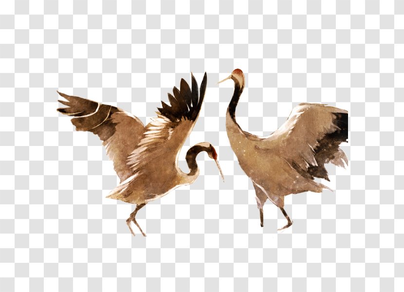 Duck Red-crowned Crane Goose Bird - China Wind Creative Swan Transparent PNG