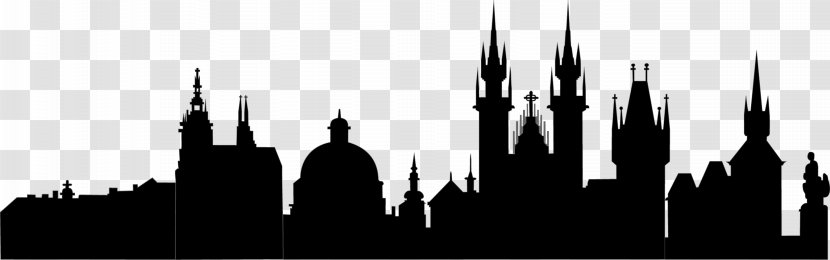 Prague Silhouette Skyline Clip Art - Monochrome - Mosque Vector Black Church Transparent PNG