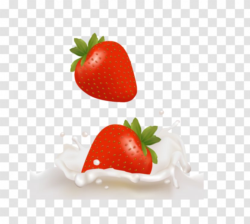 Ice Cream Juice Milk Strawberry - Yogurt Transparent PNG