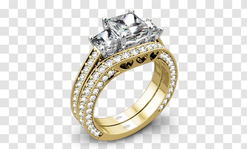 Wedding Ring Silver Moissanite - Diamond - Gold Princess Transparent PNG