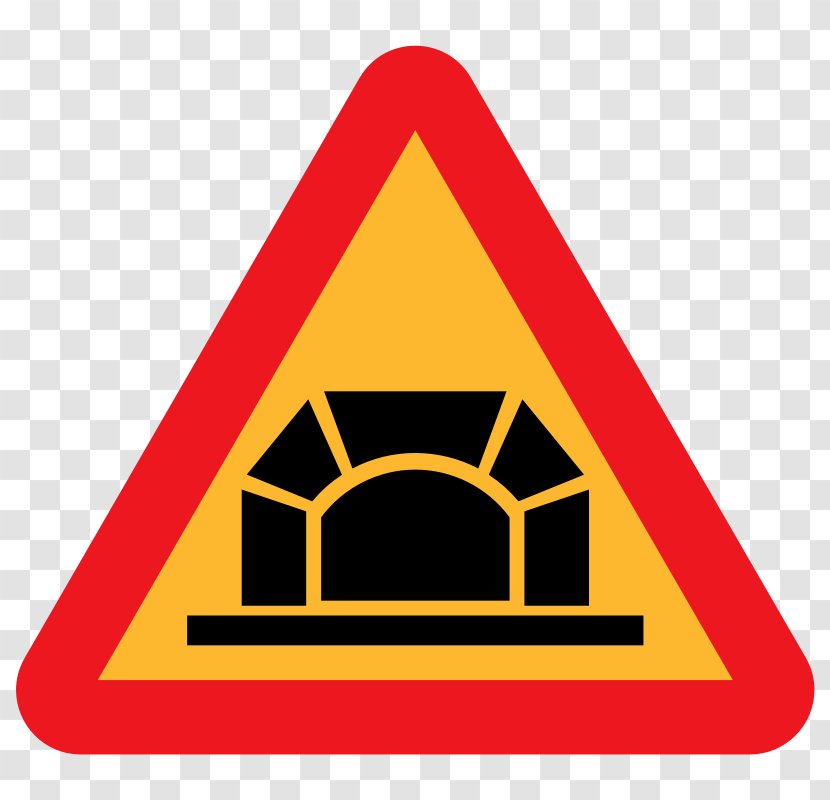 Traffic Sign Tunnel Warning Clip Art - Yellow - Road Images Transparent PNG