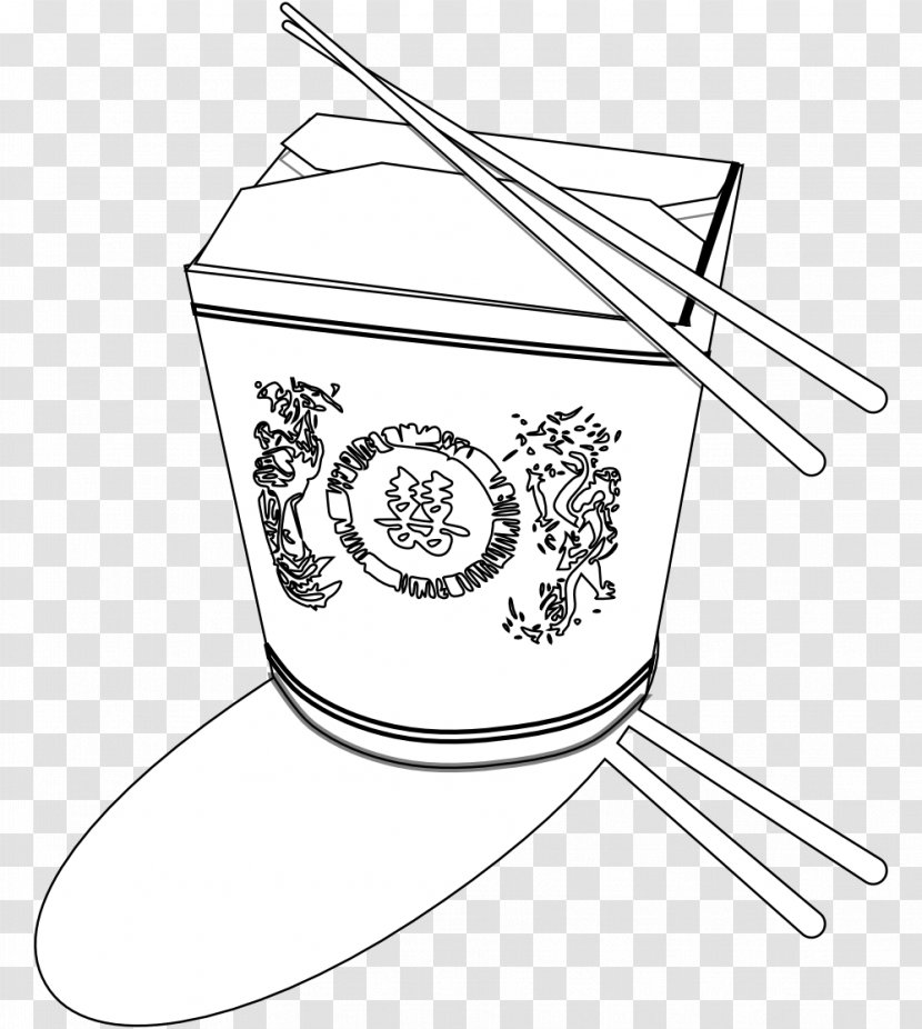Chinese Cuisine Fast Food Line Art Black And White Clip - Monochrome Transparent PNG