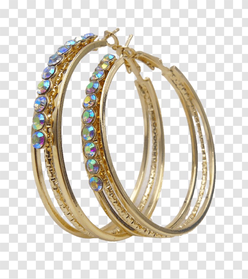 Earring Imitation Gemstones & Rhinestones Alloy Silver Woman - Fashion Accessory - Metal Hoop Transparent PNG