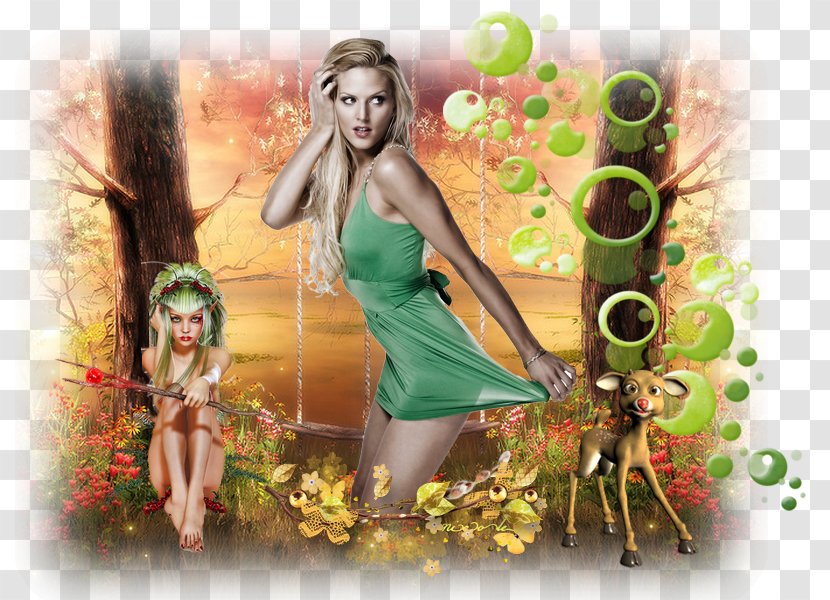 Fairy Green Flower Photomontage - Art Transparent PNG